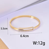 Image 3 of 18K Gold Plated Stainless Steel Rhinestone Bangle Bracelet