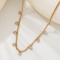 Image 1 of 18K Gold Plated Stone Hearts Necklace 