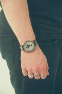 Image 2 of Handmade "Crane" Watch with Linocut Print Design