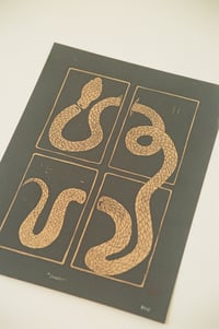 Image 1 of Snake Linocut Print (Gold)
