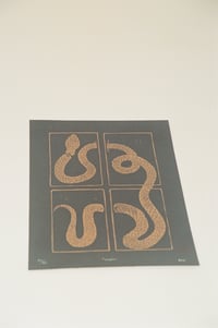 Image 3 of Snake Linocut Print (Gold)