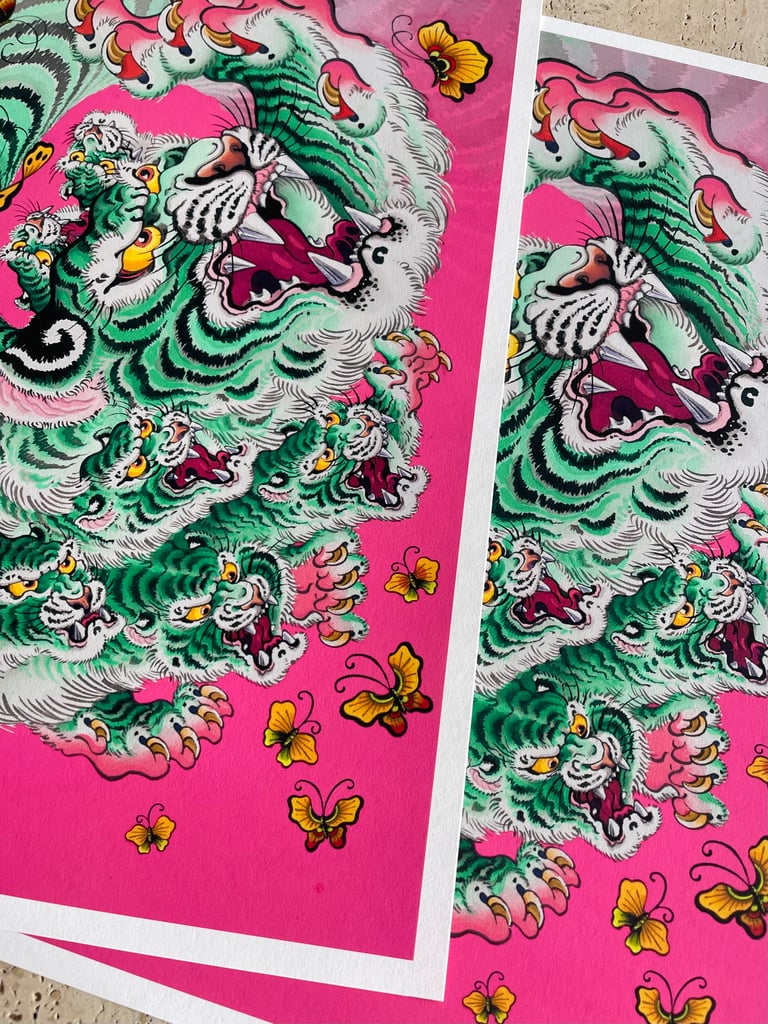 8 Headed Tiger (A3 Size) Image 2