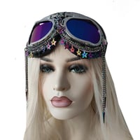 Image 1 of Rave Streampunk Unicorn Goggles,Burning Man Holographic Festival Goggles