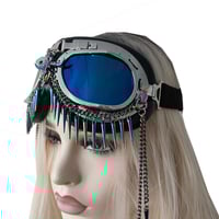 Image 5 of Rave Streampunk Burning Man Holographic Festival Skull Bull Head Spike Costume Cyber Goth Goggles
