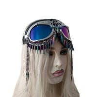 Image 4 of Rave Streampunk Burning Man Holographic Festival Skull Bull Head Spike Costume Cyber Goth Goggles