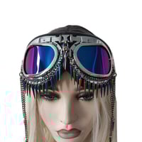 Image 3 of Rave Streampunk Burning Man Holographic Festival Skull Bird Head Spike Costume Cyber Goth Goggles