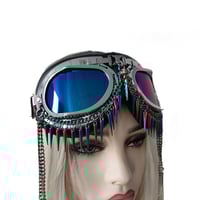 Image 4 of Rave Streampunk Burning Man Holographic Festival Skull Bird Head Spike Costume Cyber Goth Goggles
