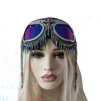 Image 2 of Rave Streampunk Burning Man Holographic Festival Skull Bird Head Spike Costume Cyber Goth Goggles