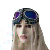 Image 1 of Rave Streampunk Burning Man Holographic Festival Skull Bird Head Spike Costume Cyber Goth Goggles