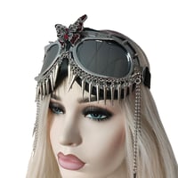 Image 1 of Rave Streampunk Burning Man Festival Rhinestone Butterfly Spikes Cyber Goth Costume Goggles