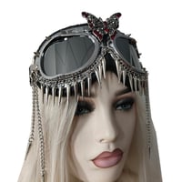 Image 4 of Rave Streampunk Burning Man Festival Rhinestone Butterfly Spikes Cyber Goth Costume Goggles