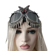 Image 3 of Rave Streampunk Burning Man Festival Rhinestone Butterfly Spikes Cyber Goth Costume Goggles