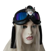 Image 1 of Rave Streampunk Burning Man Festival Chinese Style Mask Tassel Cyber Goth Costume Goggles