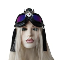 Image 4 of Rave Streampunk Burning Man Festival Chinese Style Mask Tassel Cyber Goth Costume Goggles