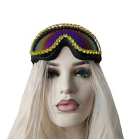 Image 4 of Rave Streampunk Burning Man Festival Rhinestone Holographic Cyber Goth Costume Goggles