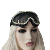Image 4 of Rave Streampunk Burning Man Festival AB Rhinestone Holographic Cyber Goth Costume Goggles