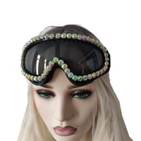 Image 3 of Rave Streampunk Burning Man Festival AB Rhinestone Holographic Cyber Goth Costume Goggles