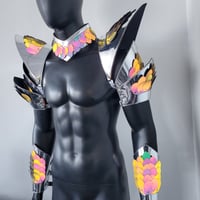 Image 2 of Burning Man Holographic Silver Edge Reflective Dragon Scale Armor,Rave Festival Costume Armor