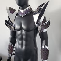 Image 3 of Burning Man Holographic Silver Edge Reflective Dragon Scale Armor,Rave Festival Costume Armor