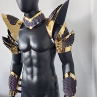 Image 2 of Burning Man Holographic Gold Edge Reflective Dragon Scale Armor,Rave Festival Costume Armor
