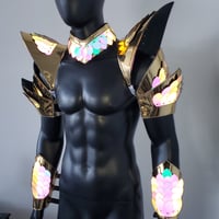 Image 1 of Burning Man Holographic Gold Edge Reflective Dragon Scale Armor,Rave Festival Costume Armor
