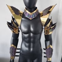 Image 4 of Burning Man Holographic Gold Edge Reflective Dragon Scale Armor,Rave Festival Costume Armor