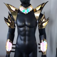 Image 3 of Burning Man Holographic Gold Edge Reflective Dragon Scale Armor,Rave Festival Costume Armor