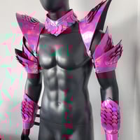 Image 1 of Burning Man Holographic Laser Rosered Dragon Scale Armor,Rave Festival Costume Armor Wear Outfits