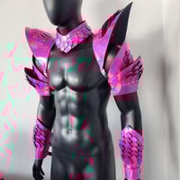 Image 2 of Burning Man Holographic Laser Rosered Dragon Scale Armor,Rave Festival Costume Armor Wear Outfits