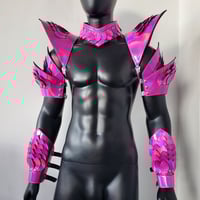 Image 3 of Burning Man Holographic Laser Rosered Dragon Scale Armor,Rave Festival Costume Armor Wear Outfits