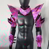 Image 4 of Burning Man Holographic Laser Rosered Dragon Scale Armor,Rave Festival Costume Armor Wear Outfits