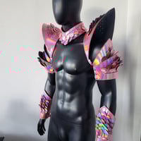 Image 1 of Burning Man Holographic Laser Pink Dragon Scale Armor,Rave Festival Costume Armor Outfits