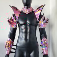 Image 4 of Burning Man Holographic Laser Pink Dragon Scale Armor,Rave Festival Costume Armor Outfits