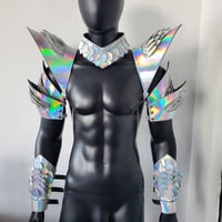 Image 1 of Burning Man Holographic Laser Silver Dragon Scale Armor,Rave Festival Costume Armor Outfits