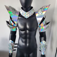 Image 2 of Burning Man Holographic Laser Silver Dragon Scale Armor,Rave Festival Costume Armor Outfits