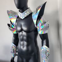 Image 4 of Burning Man Holographic Laser Silver Dragon Scale Armor,Rave Festival Costume Armor Outfits