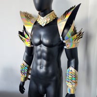 Image 1 of Burning Man Holographic Laser Gold Dragon Scale Armor,Rave Festival Costume Armor Wear Outfits