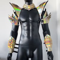 Image 2 of Burning Man Holographic Laser Gold Dragon Scale Armor,Rave Festival Costume Armor Wear Outfits
