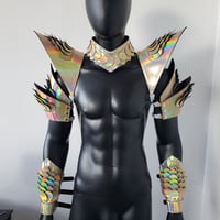 Image 3 of Burning Man Holographic Laser Gold Dragon Scale Armor,Rave Festival Costume Armor Wear Outfits