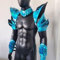 Image 1 of Burning Man Holographic Laser Blue Dragon Scale Armor,Rave Festival Costume Armor Wear Outfits