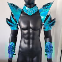 Image 3 of Burning Man Holographic Laser Blue Dragon Scale Armor,Rave Festival Costume Armor Wear Outfits