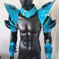 Image 4 of Burning Man Holographic Laser Blue Dragon Scale Armor,Rave Festival Costume Armor Wear Outfits