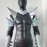 Image 3 of Burning Man Holographic Laser Silver Armor,Rave Festival Costume Armor Outfits