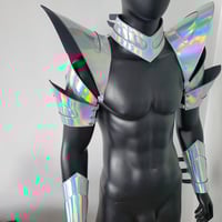 Image 4 of Burning Man Holographic Laser Silver Armor,Rave Festival Costume Armor Outfits