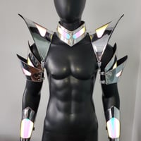 Image 1 of Burning Man Holographic Silver Edge Reflective Armor,Rave Festival Costume Armor Wear Outfits