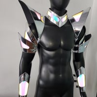 Image 2 of Burning Man Holographic Silver Edge Reflective Armor,Rave Festival Costume Armor Wear Outfits