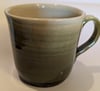 Hand thrown, stoneware large mug with green glaze