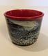 Hand thrown, stoneware mug, with speckled red, blue, purple glaze with red interior Image 2