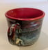 Hand thrown, stoneware mug, with speckled red, blue, purple glaze with red interior Image 3