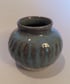 Hand thrown, stoneware pot with beautifully textured blue/green glaze Image 3